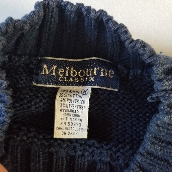 VTG navy & gold mock turtleneck knit pullover sweater - Picture 4 of 6